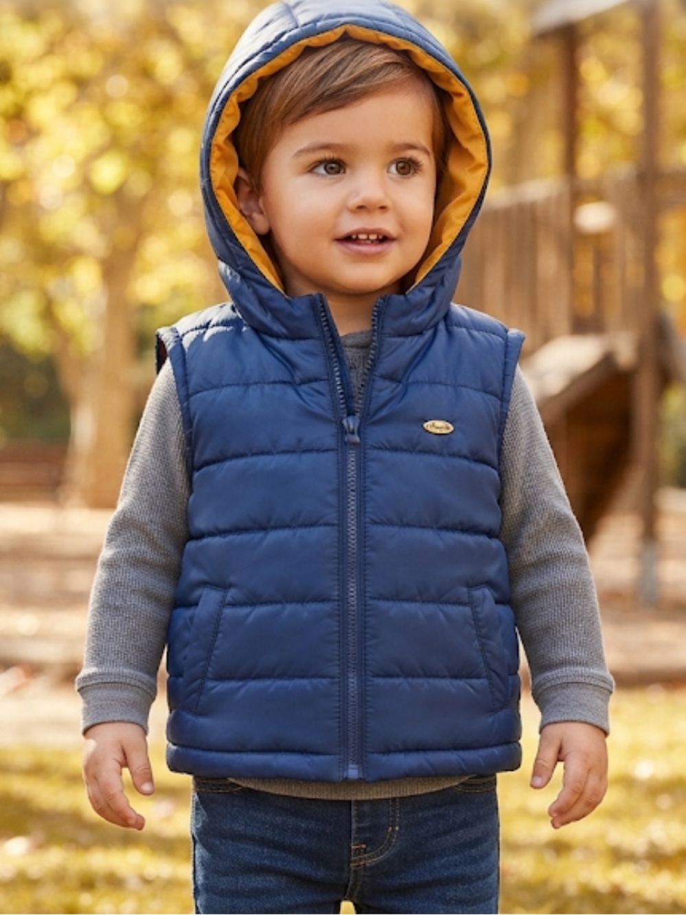 MAYORAL Baby Boy Reversible Puffer Vest Hooded 18 Months